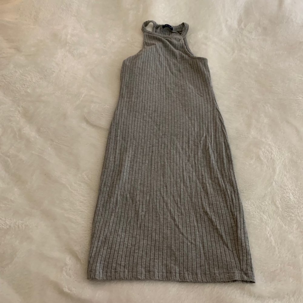 UK2LA Gray Bodycon Ribbed Halter Dress